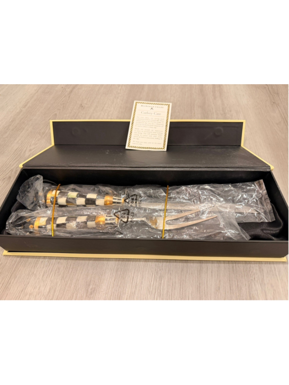 MacKenzie-Childs Courtly Check Roast Carving Set Knife Fork 11910-040 Retired